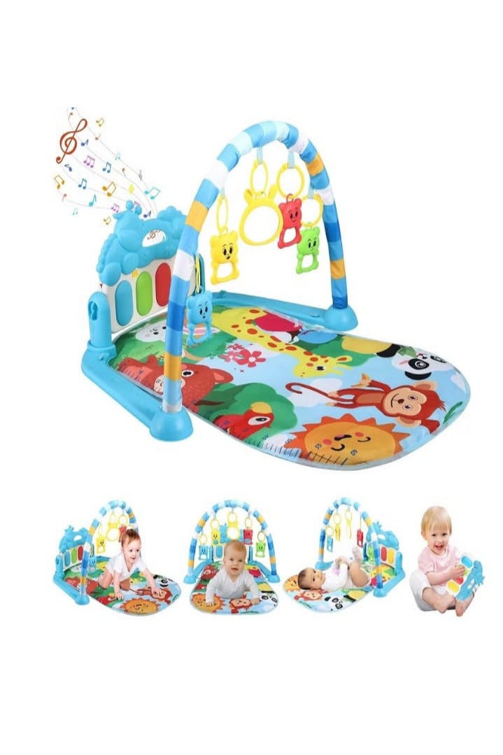Baby Play Mat, Baby Piano Mat with Music and Lights, Baby Floor Play Mats with Detachable Activity Toys, Early Development Activity Play Mat Gift for Newborns and Toddlers (Cute Animal Shape) - Image 1